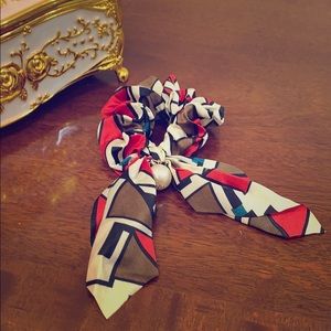 Retro Style Scarf Scrunchy with Faux Pearl Detail